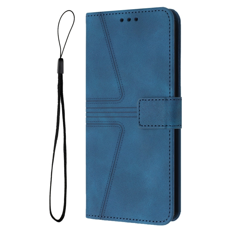 For iPhone 16 Plus Triangle Solid Color Leather Phone Case(Blue)