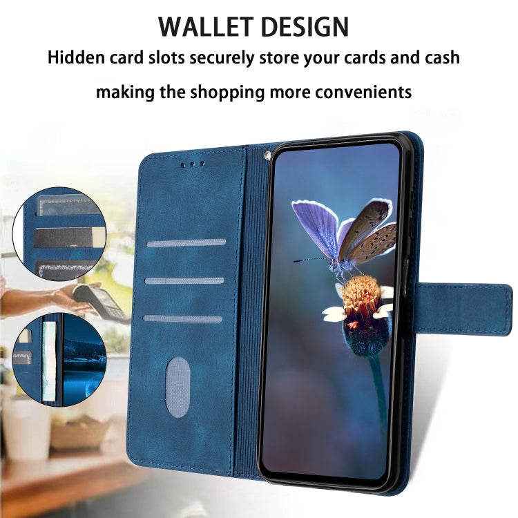 For iPhone 16 Plus Triangle Solid Color Leather Phone Case(Blue)