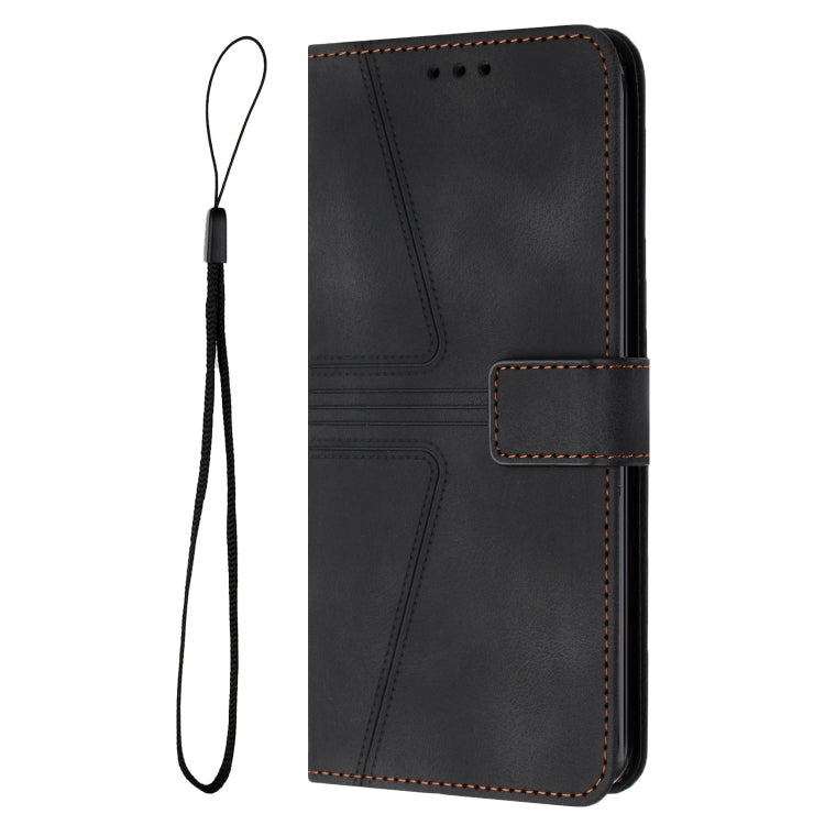 For iPhone 16 Triangle Solid Color Leather Phone Case(Black)