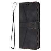 For iPhone 16 Triangle Solid Color Leather Phone Case(Black)