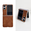 For OPPO Find N2 Flip Skin Feel Leather Texture Pearlescent Paint Shockproof Phone Case(Brown) - OPPO Cases by PMC TechLife | Online Shopping South Africa | PMC TechLife | Buy Now Pay Later Mobicred