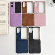 For OPPO Find N2 Flip Skin Feel Leather Texture Pearlescent Paint Shockproof Phone Case(Brown)