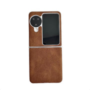 For OPPO Find N3 Flip Skin Feel Leather Texture Pearlescent Paint Shockproof Phone Case(Brown)