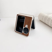 For OPPO Find N3 Flip Skin Feel Leather Texture Pearlescent Paint Shockproof Phone Case(Brown)
