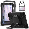 For Amazon Kindle Fire HD10 2023 Silicone Hybrid PC Tablet Case with Holder & Shoulder Strap(Black) - Amazon by PMC TechLife | Online Shopping South Africa | PMC TechLife | Buy Now Pay Later Mobicred
