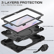 For Amazon Kindle Fire HD10 2023 Silicone Hybrid PC Tablet Case with Holder & Shoulder Strap(Black)