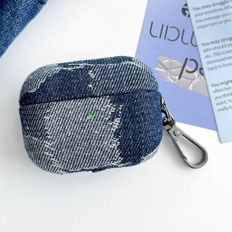 For AirPods Pro 2 Stitching Denim Cloth Bluetooth Earphone Protective Case(Dark Color Lightning)