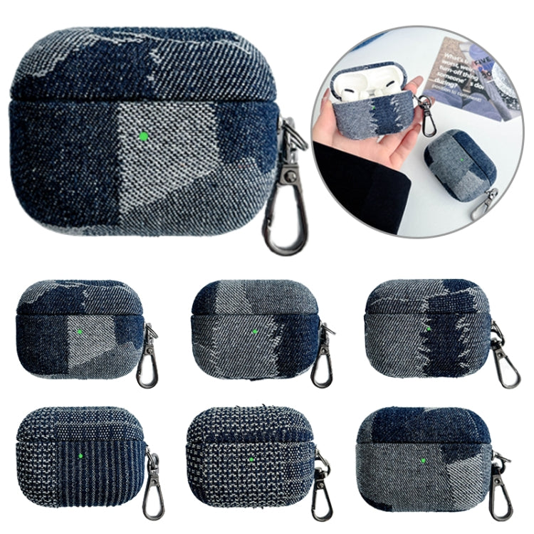 For AirPods 3 Stitching Denim Cloth Bluetooth Earphone Protective Case(Grid)