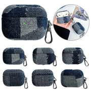 For AirPods 3 Stitching Denim Cloth Bluetooth Earphone Protective Case(Grid)