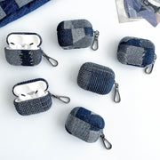 For AirPods 3 Stitching Denim Cloth Bluetooth Earphone Protective Case(Rhombus)