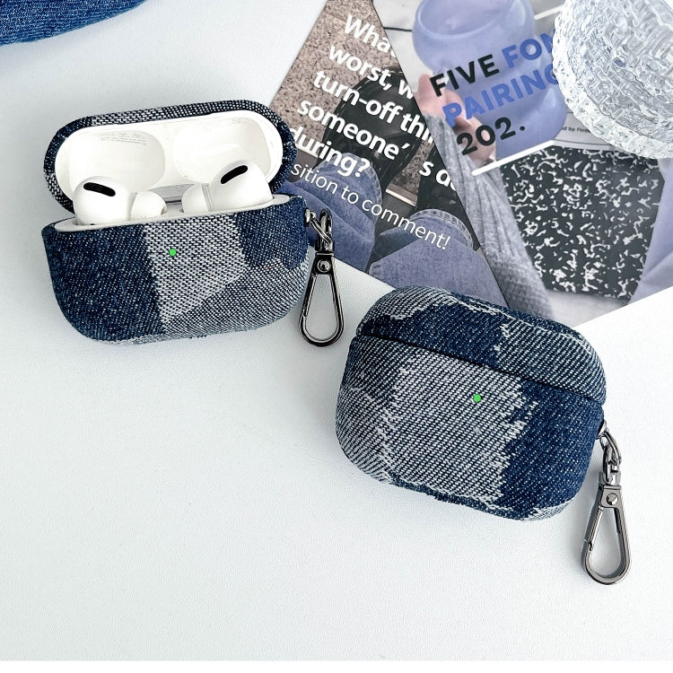 For AirPods 3 Stitching Denim Cloth Bluetooth Earphone Protective Case(Grid)