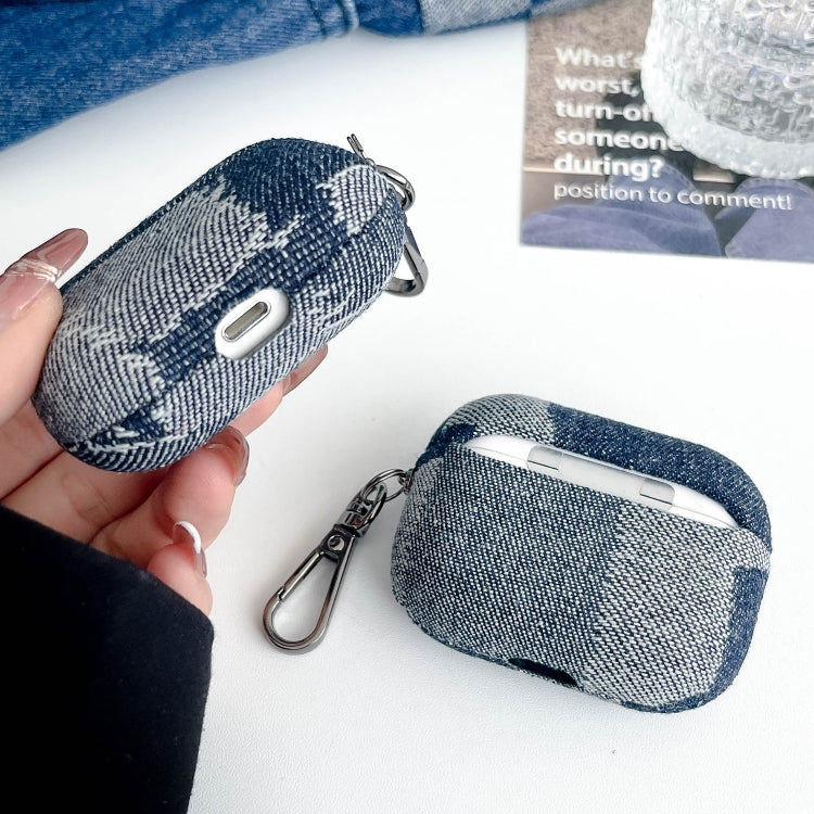 For AirPods 3 Stitching Denim Cloth Bluetooth Earphone Protective Case(Grid)