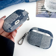 For AirPods 3 Stitching Denim Cloth Bluetooth Earphone Protective Case(Grid)