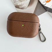For AirPods 3 Cross Texture PU Leather Bluetooth Earphone Protective Case(Brown)