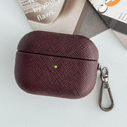 For AirPods Pro Cross Texture PU Leather Bluetooth Earphone Protective Case(Dark Brown)