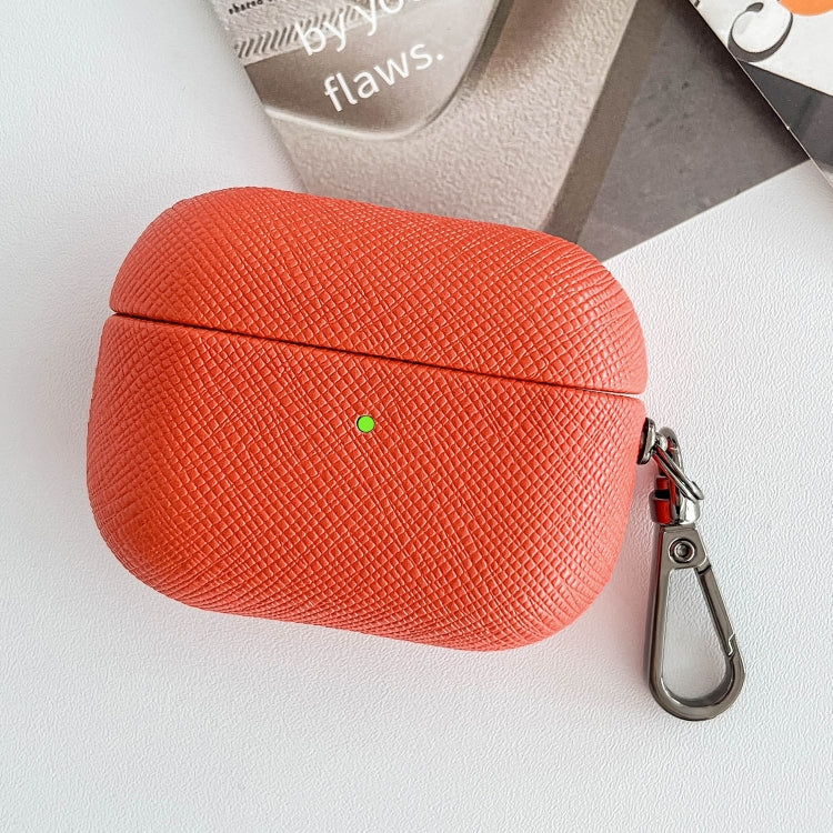 For AirPods Pro Cross Texture PU Leather Bluetooth Earphone Protective Case(Red)