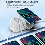 WLX-810C 140W GaN PD Multi-port Charger, Support Wireless Fast Charging(White)