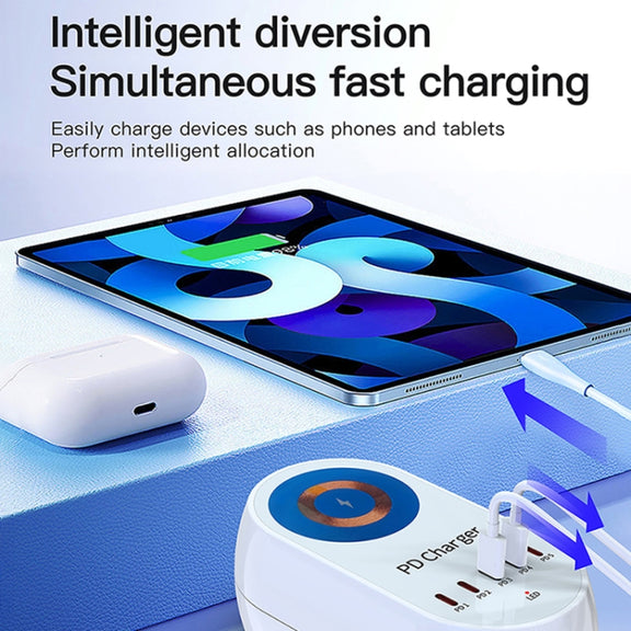 WLX-810C 140W GaN PD Multi-port Charger, Support Wireless Fast Charging(White)