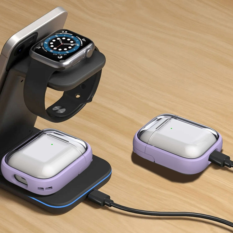 For AirPods 1 / 2 TPU Hybrid PC Case with Holder(Purple)
