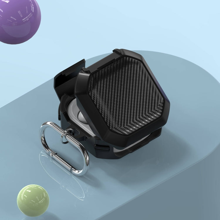 For Galaxy Buds Live / Pro /2 /2 Pro / FE Carbon Fiber TPU Hybrid PC Case with Hook(White)