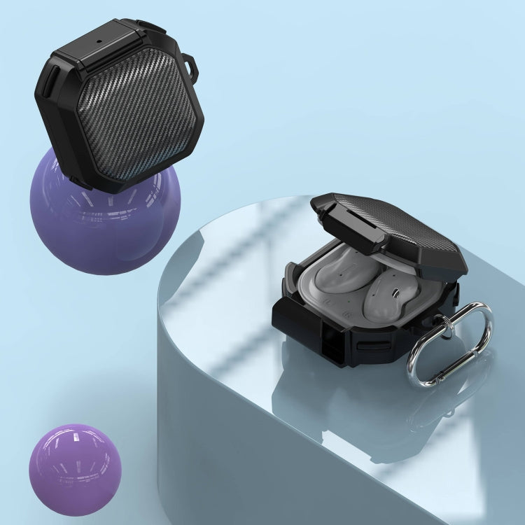 For Galaxy Buds Live / Pro /2 /2 Pro / FE Carbon Fiber TPU Hybrid PC Case with Hook(White)