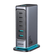 JOYROOM JR-TCM02 6 in 1 65W GaN 4 USB-C & 2 USB-A Multi-port Charger, Power Plug:EU Plug(Dark Gray)