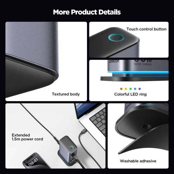 JOYROOM JR-TCM02 6 in 1 65W GaN 4 USB-C & 2 USB-A Multi-port Charger, Power Plug:EU Plug(Dark Gray)