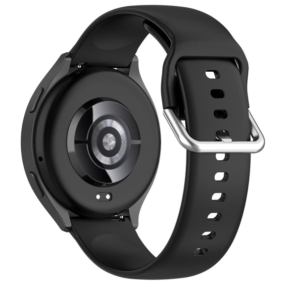 For Xiaomi Watch 2 Solid Color Metal Silver Buckle Silicone Watch Band, Size: S(Black)