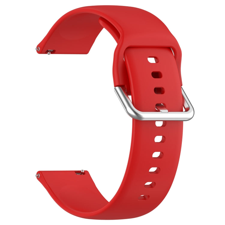 For Xiaomi Watch 2 Solid Color Metal Silver Buckle Silicone Watch Band, Size: S(Red)