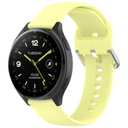 For Xiaomi Watch 2 Solid Color Metal Silver Buckle Silicone Watch Band, Size: S(Yellow)