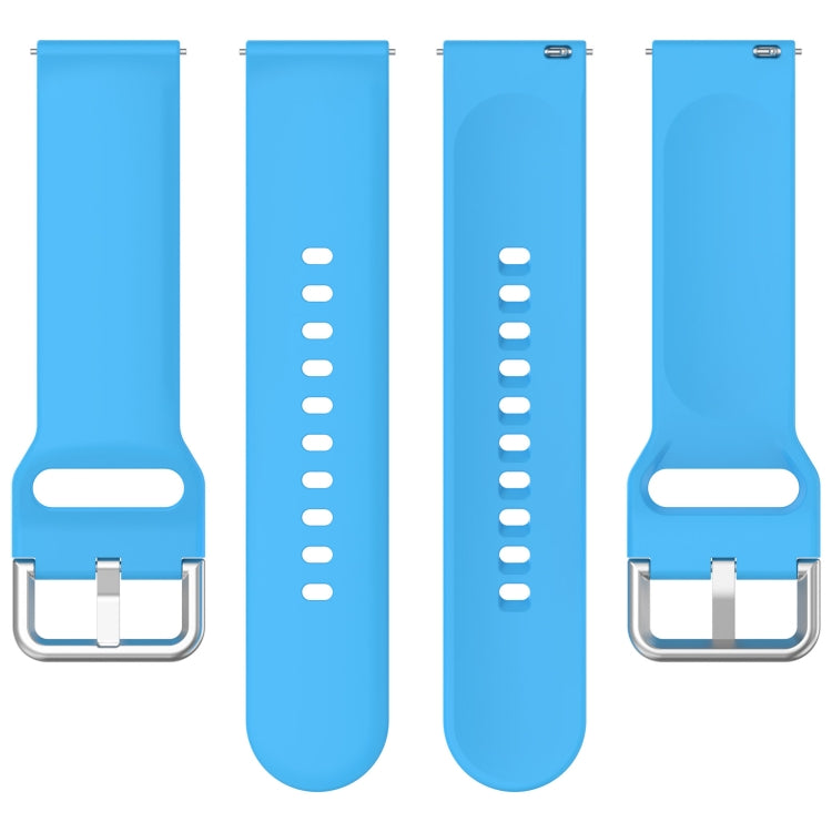 For Xiaomi Watch 2 Solid Color Metal Silver Buckle Silicone Watch Band, Size: S(Sky Blue)