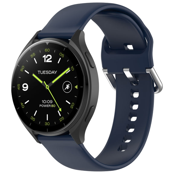 For Xiaomi Watch 2 Solid Color Metal Silver Buckle Silicone Watch Band, Size: S(Midnight Blue)