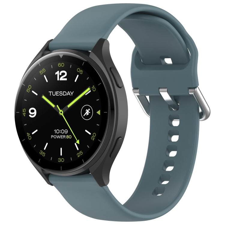 For Xiaomi Watch 2 Solid Color Metal Silver Buckle Silicone Watch Band, Size: S(Rock Blue)