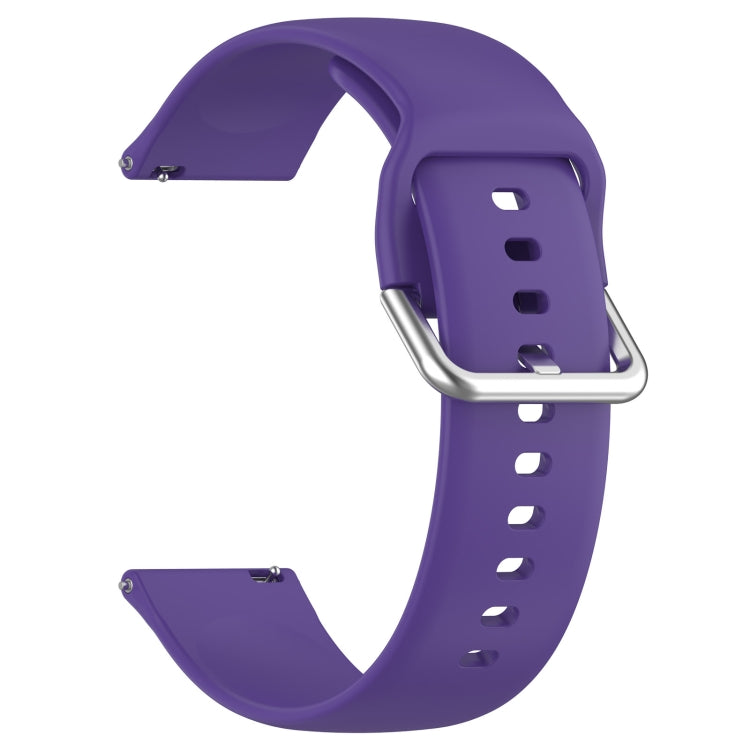 For Xiaomi Watch 2 Solid Color Metal Silver Buckle Silicone Watch Band, Size: S(Purple)