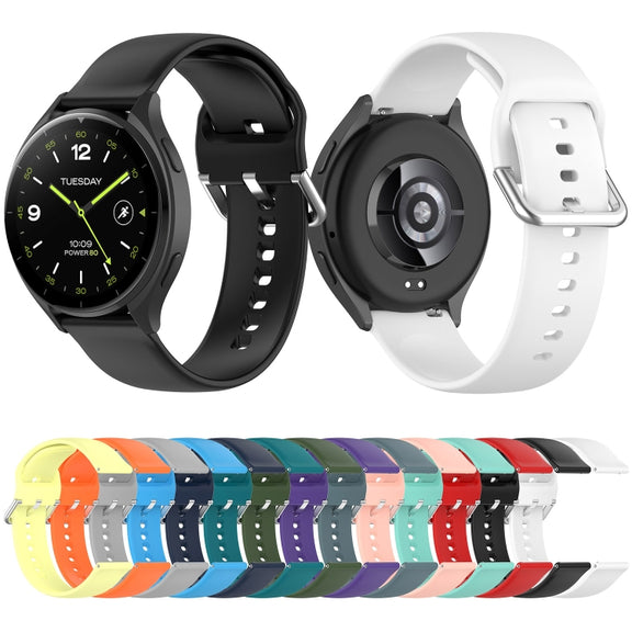 For Xiaomi Watch 2 Solid Color Metal Silver Buckle Silicone Watch Band, Size: S(Purple)