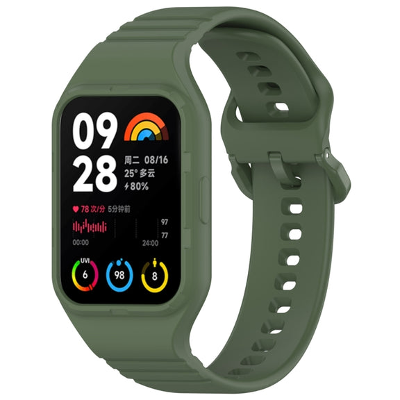 For Xiaomi Mi Band 8 Pro Solid Color Integrated TPU Watch Band(Dark Green)