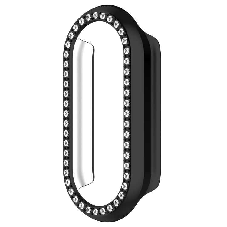 For Xiaomi Mi Band 8 Diamond Half Pack Hollow PC Watch Protective Case(Black)