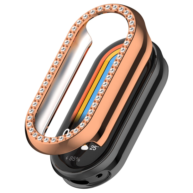 For Xiaomi Mi Band 8 / 9 Ceramic / 10 Ceramic Diamond Half Pack Hollow PC Watch Protective Cover(Rose Gold)