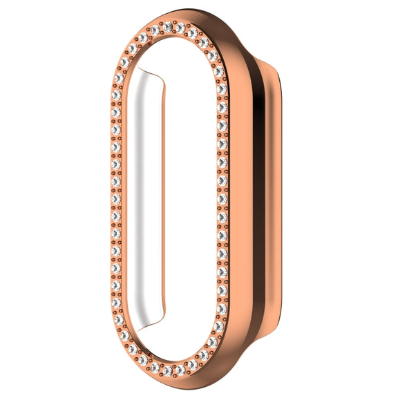 For Xiaomi Mi Band 8 / 9 Ceramic / 10 Ceramic Diamond Half Pack Hollow PC Watch Protective Cover(Rose Gold)