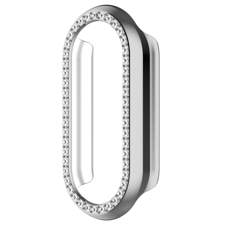 For Xiaomi Mi Band 8 / 9 Ceramic / 10 Ceramic Diamond Half Pack Hollow PC Watch Protective Cover(Silver)