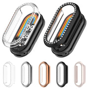 For Xiaomi Mi Band 8 / 9 Ceramic / 10 Ceramic Diamond Half Pack Hollow PC Watch Protective Cover(Rose Gold)