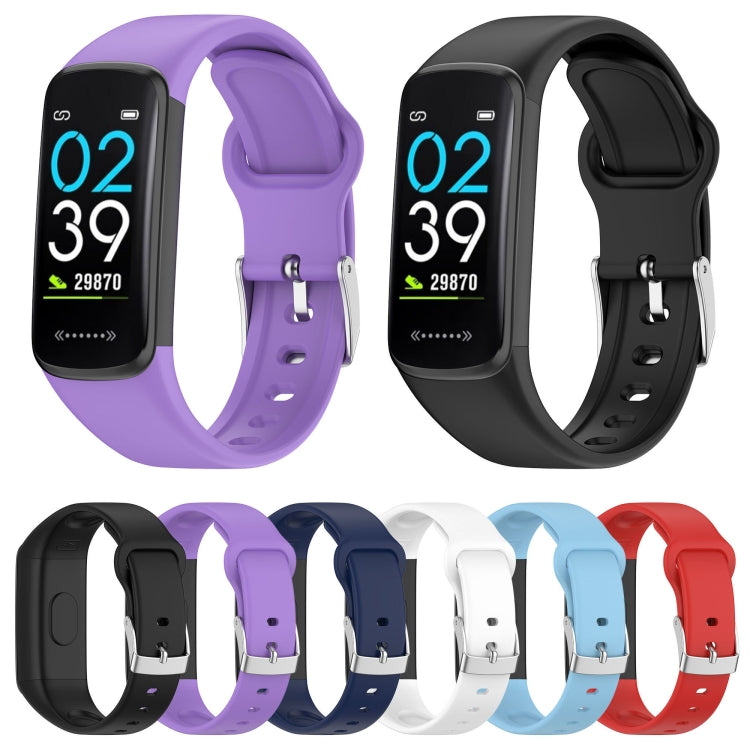 For Mambo Band 6S Solid Color Silver Buckle Silicone Watch Band(White)