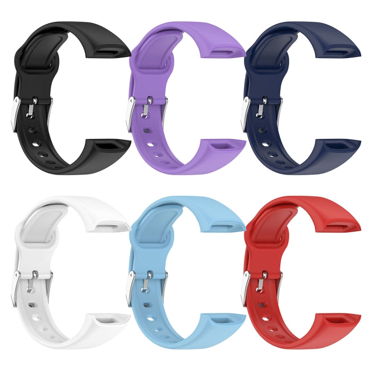 For Mambo Band 6S Solid Color Silver Buckle Silicone Watch Band(Light Blue)