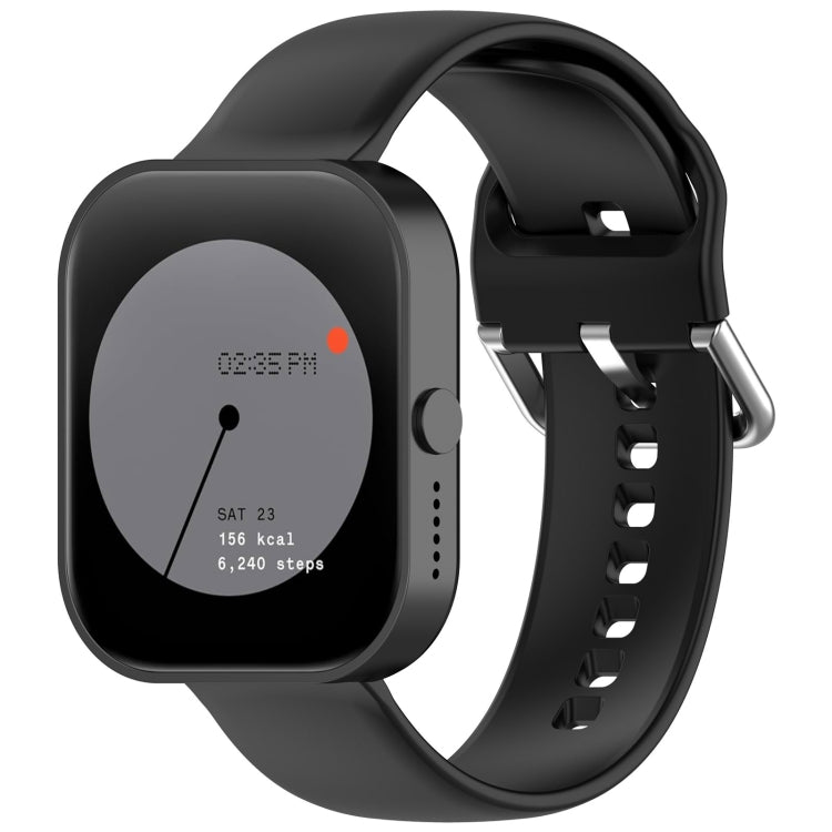For CMF Watch Pro D395 / Watch Pro 2 22mm Solid Color Silver Buckle Silicone Watch Band, Size:L(Black)