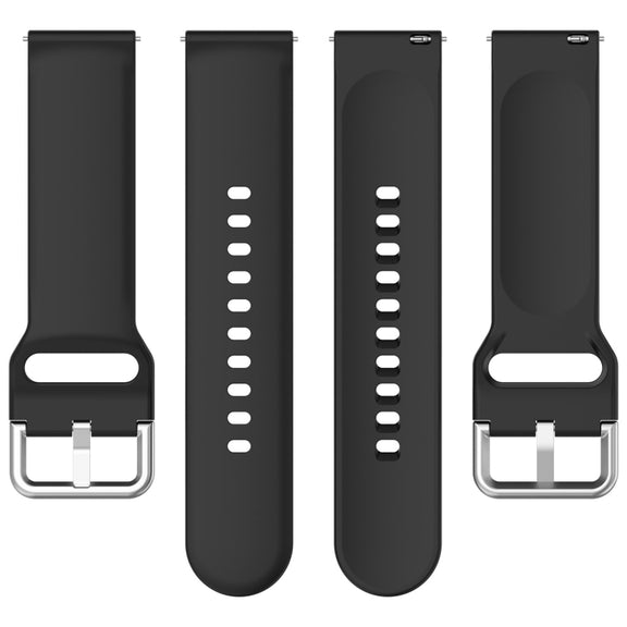 For CMF Watch Pro D395 / Watch Pro 2 22mm Solid Color Silver Buckle Silicone Watch Band, Size:L(Black)