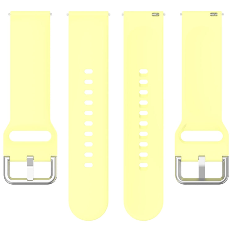 For CMF Watch Pro D395 22mm Solid Color Silver Buckle Silicone Watch Band, Size:L(Yellow)