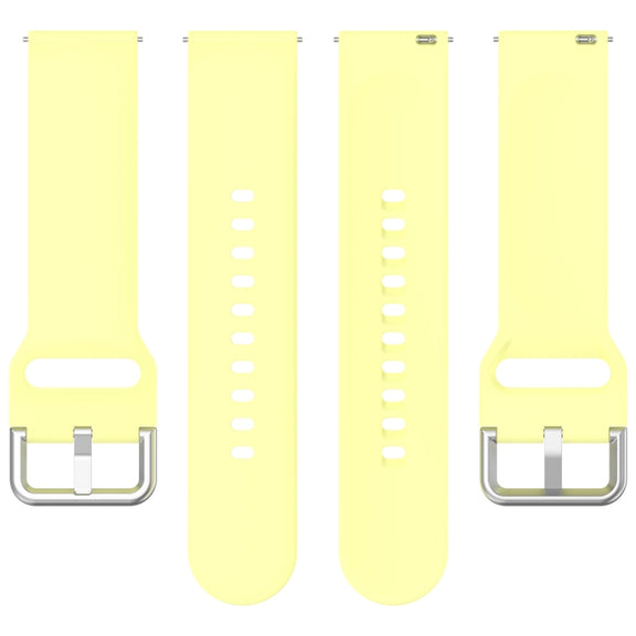 For CMF Watch Pro D395 22mm Solid Color Silver Buckle Silicone Watch Band, Size:L(Yellow)
