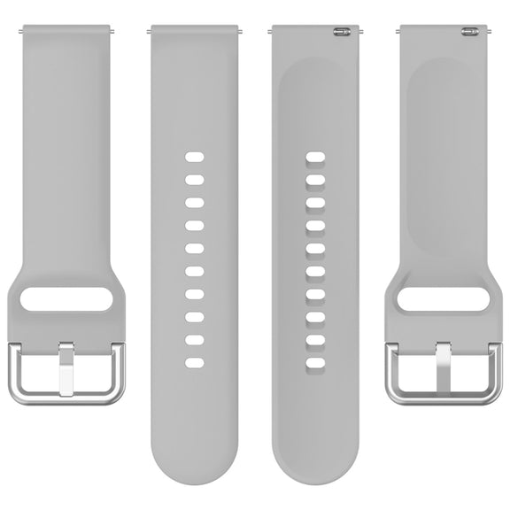 For CMF Watch Pro D395 22mm Solid Color Silver Buckle Silicone Watch Band, Size:L(Grey)