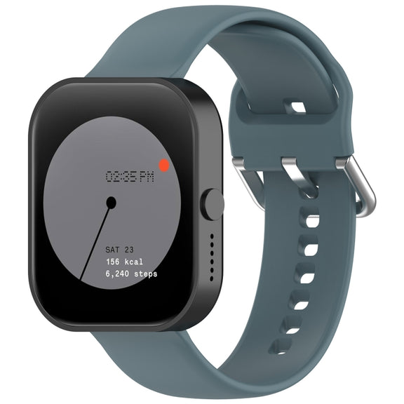 For CMF Watch Pro D395 22mm Solid Color Silver Buckle Silicone Watch Band, Size:L(Rock Blue)