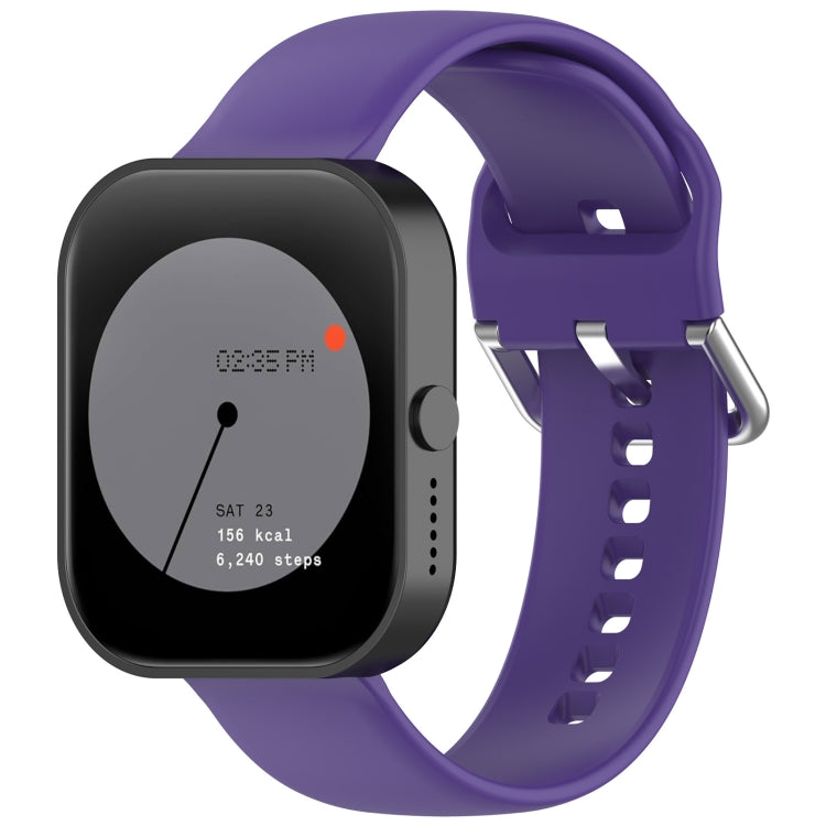 For CMF Watch Pro D395 22mm Solid Color Silver Buckle Silicone Watch Band, Size:L(Purple)